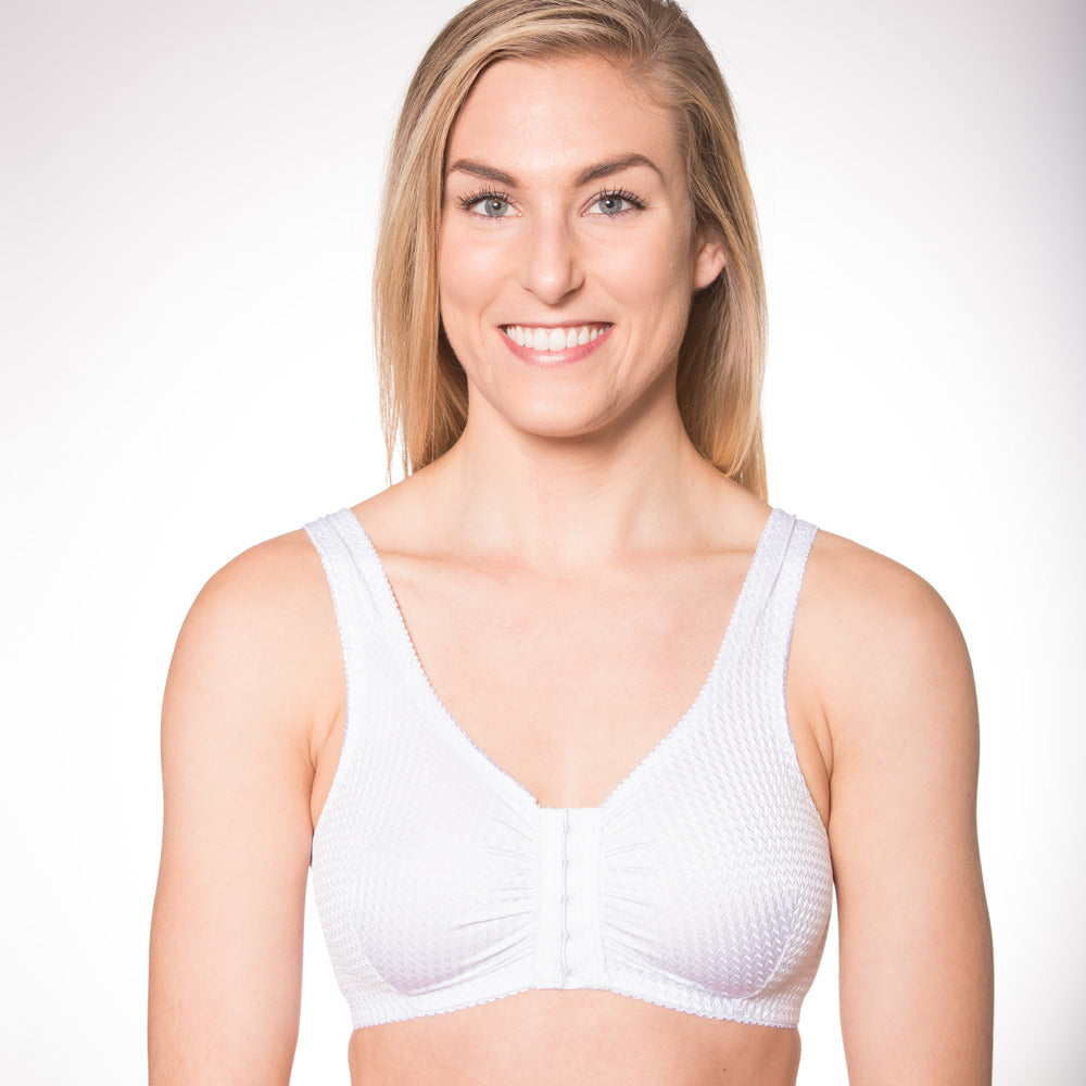 Seamless Snap Front Bra with Lace – MyComfortBra